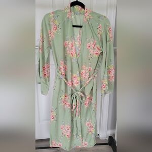 Floral Wrap Robe in Sage Green